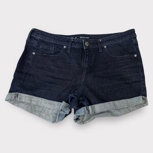 Mossimo Supply Co. Mid-Rise Dark Indigo Cuffed Denim Shorts size 31 Stretch